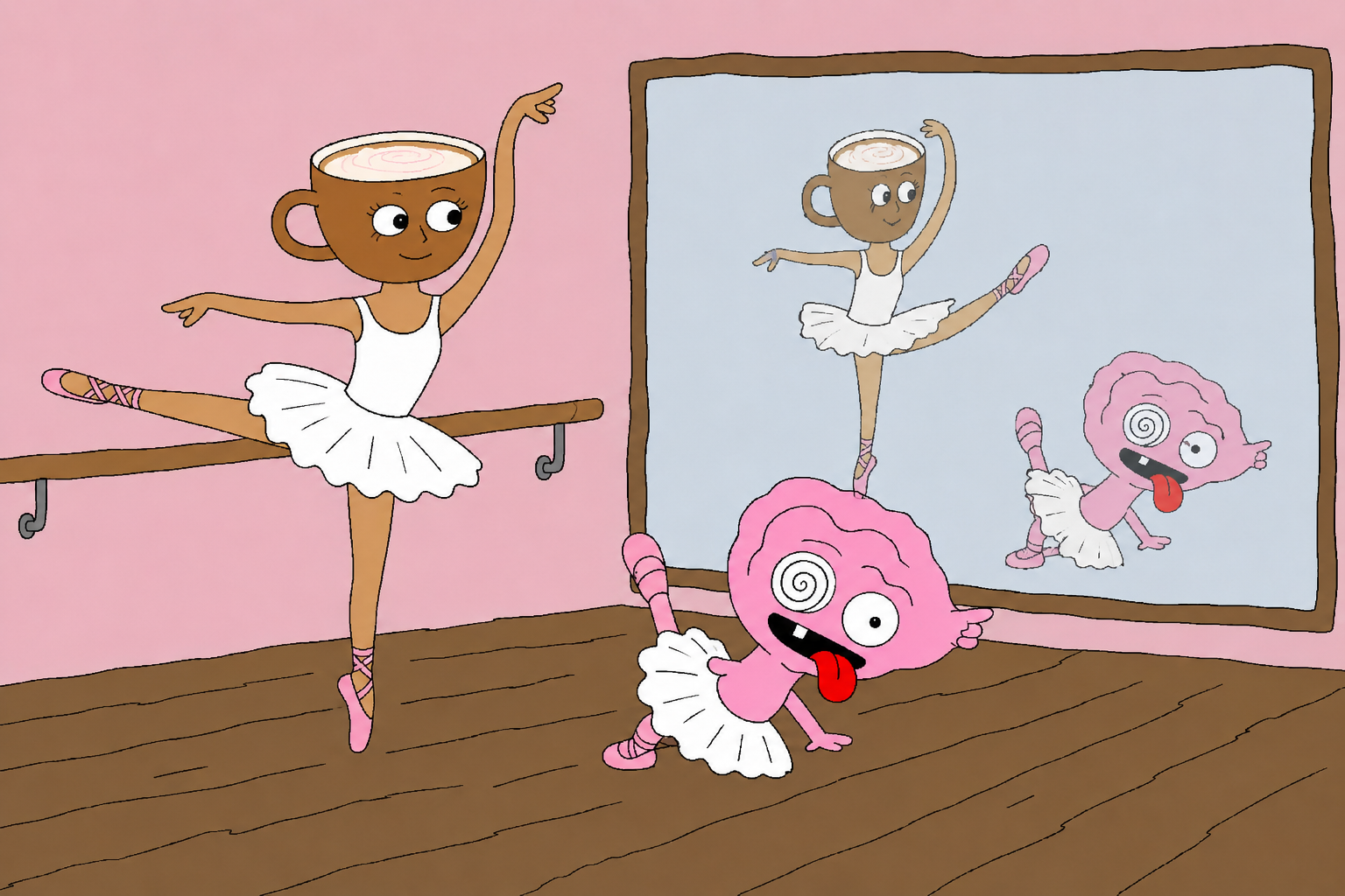 rot attends ballet. cup does not approve.
